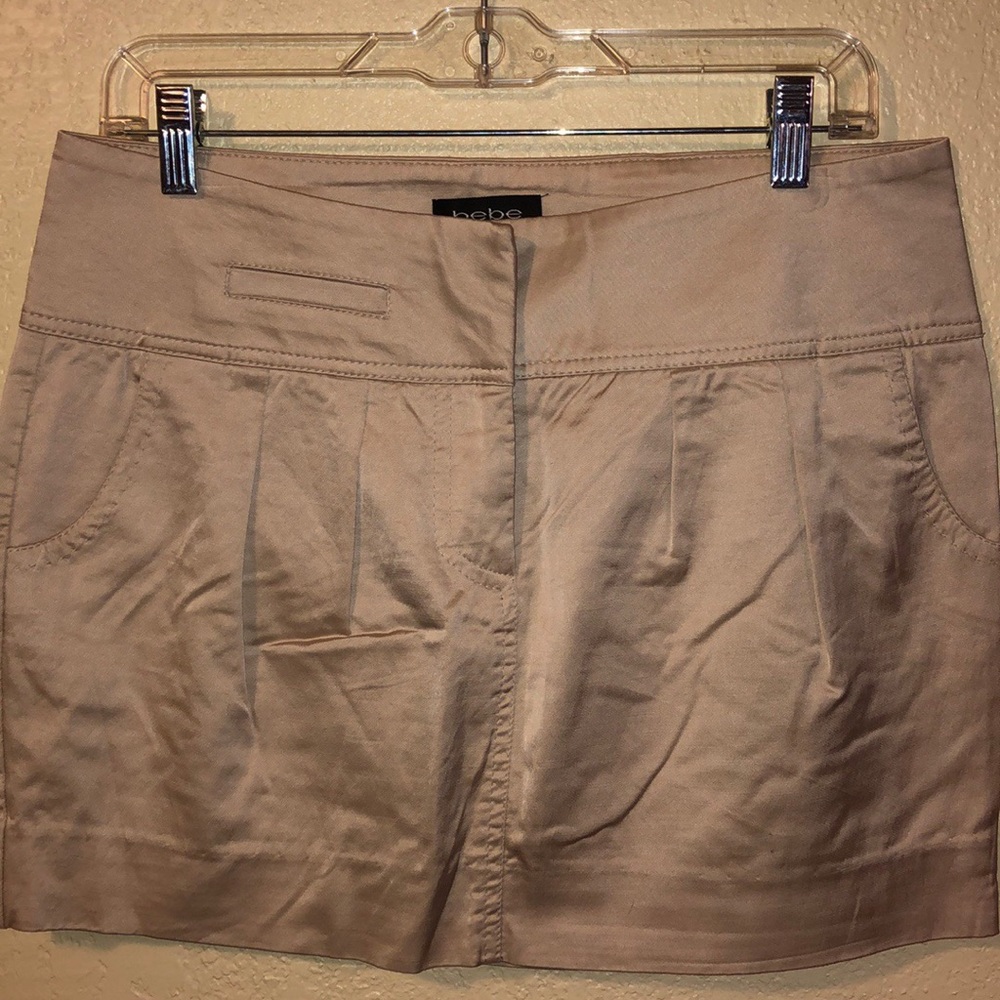 Pre-owned stretch satin Bebe mini skirt